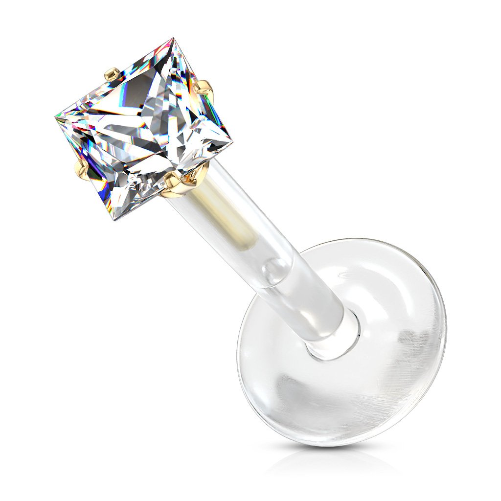 Prong Set Crystal Bioflex Stud for Labret, Cartilage, Monroe & More