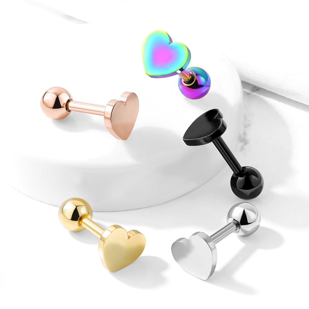 Heart Top Cartilage Tragus Barbell Studs