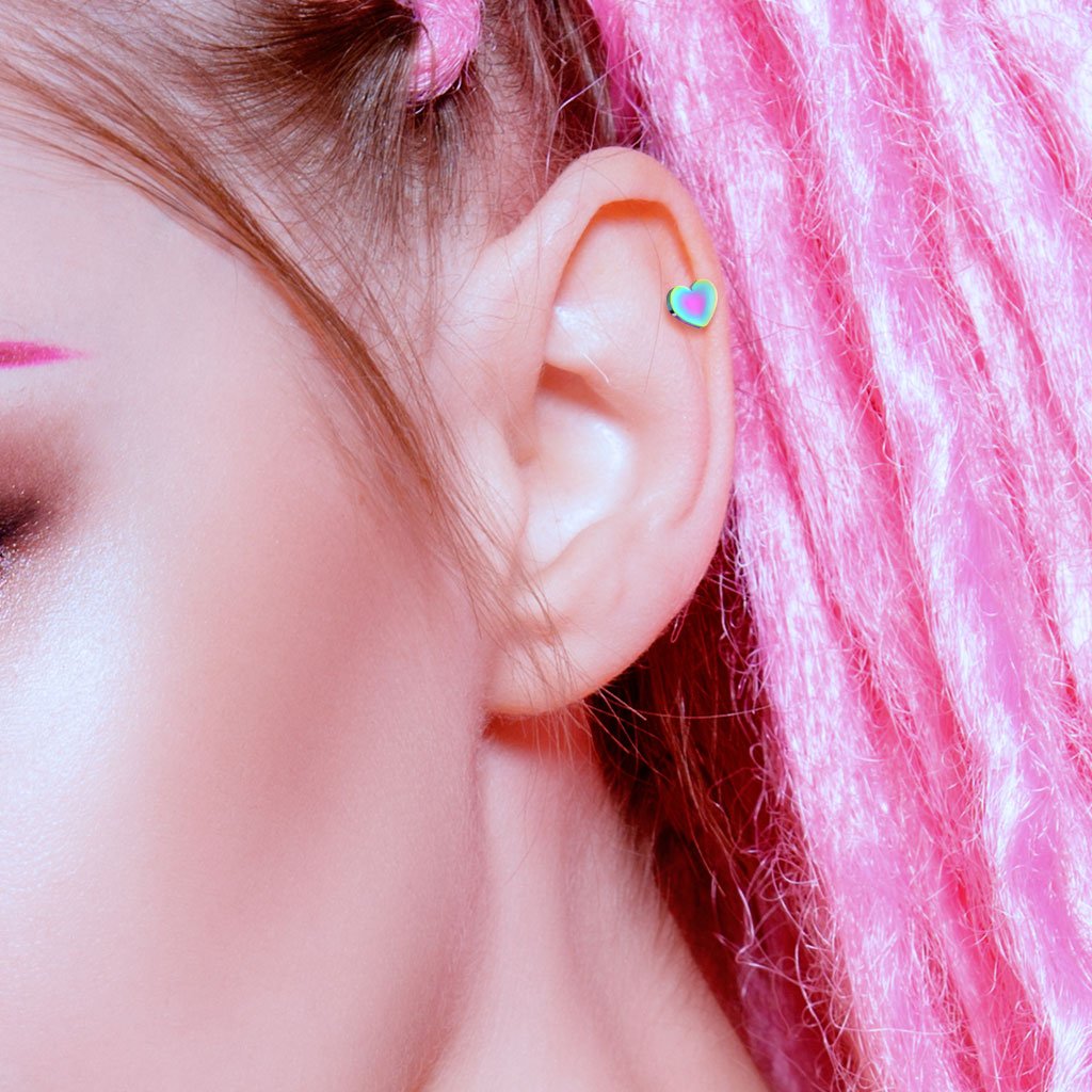 Heart Top Cartilage Tragus Barbell Studs