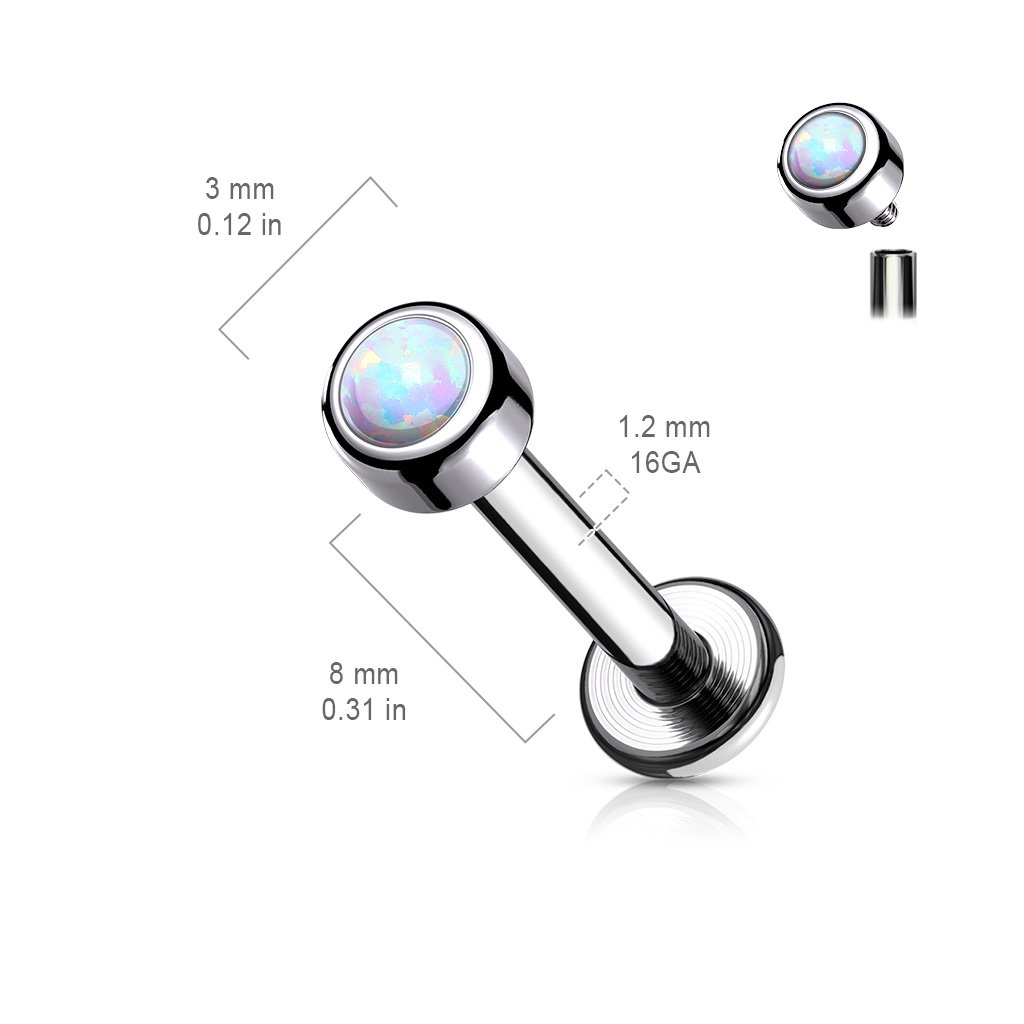 Cherry Diva Flat Back Stud 16 Gauge Opal Topped Titanium Internally Threaded Stud