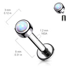 Cherry Diva Flat Back Stud 16 Gauge Opal Topped Titanium Internally Threaded Stud