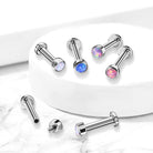 Cherry Diva Flat Back Stud 16 Gauge Opal Topped Titanium Internally Threaded Stud