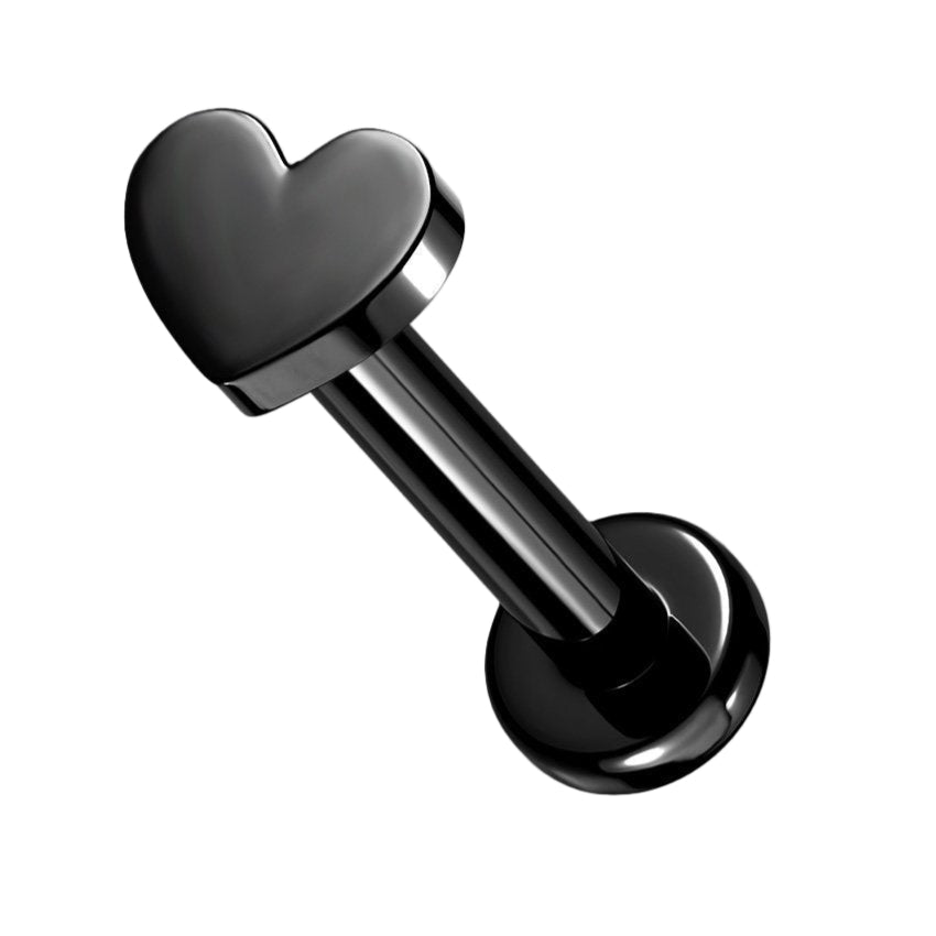 Cherry Diva Flat Back Stud 16 Gauge Titanium Internally Threaded Heart Flat Back Stud
