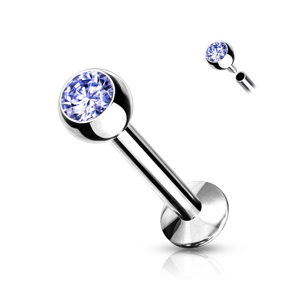 Cherry Diva Flat Back Stud 18 Gauge Internally Threaded Crystal Flat Back Labret / Cartilage Stud