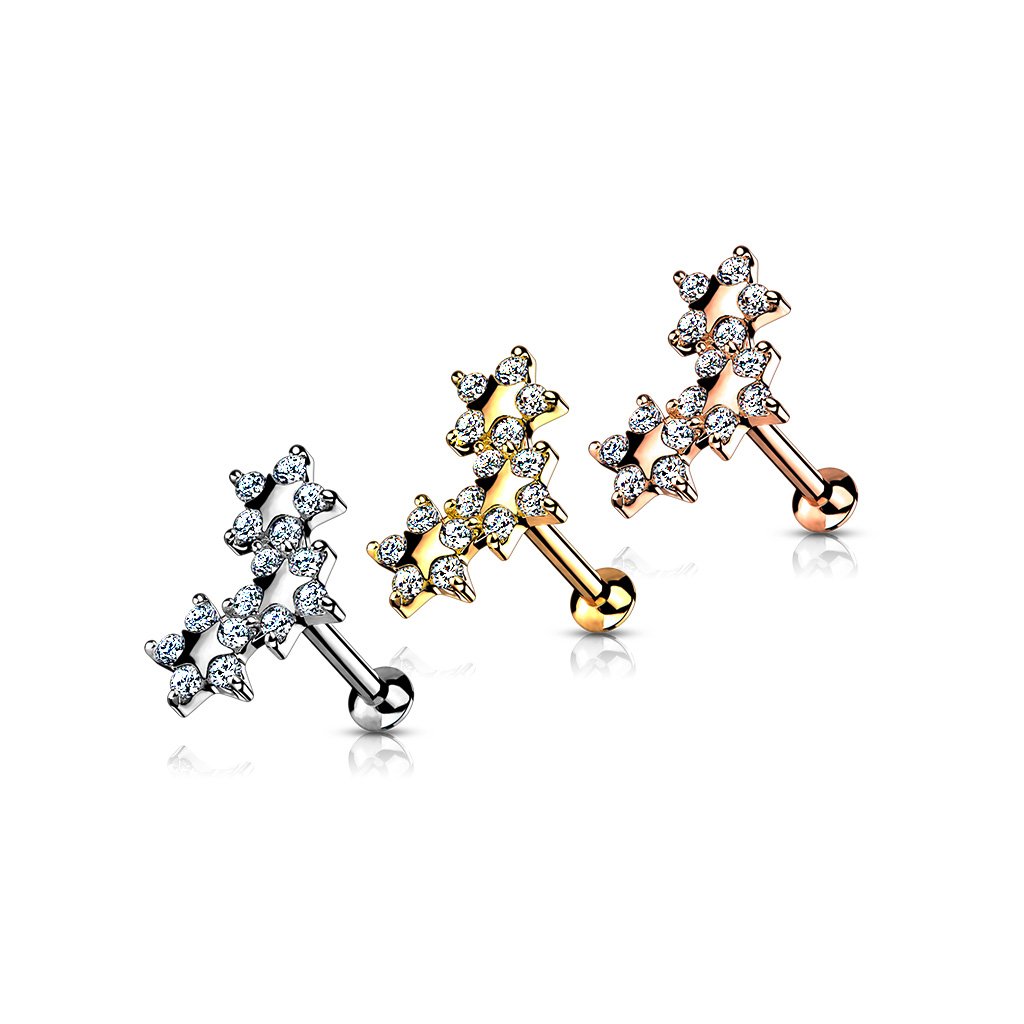 Internally Threaded Flat Back Crystal Star Stud