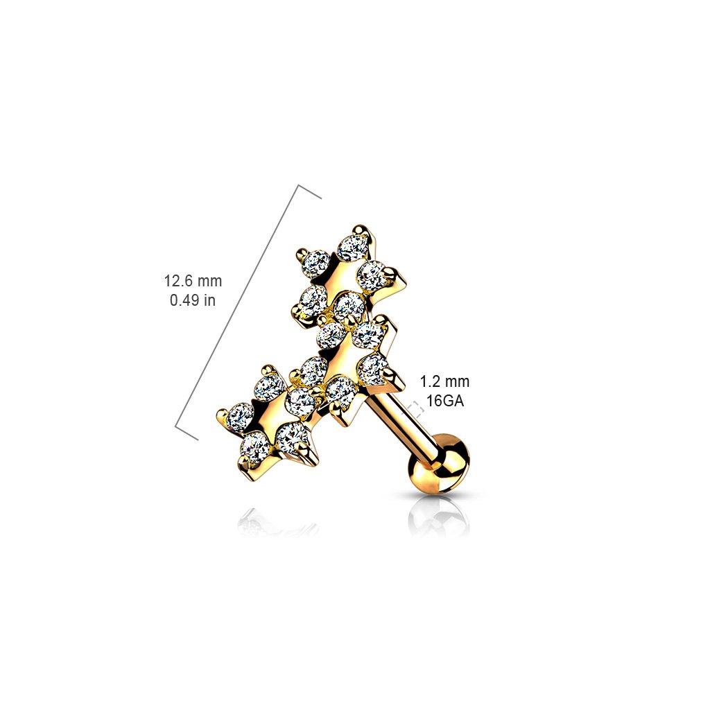 Cherry Diva Flat Back Stud 16 Gauge Internally Threaded Flat Back Crystal Star Stud