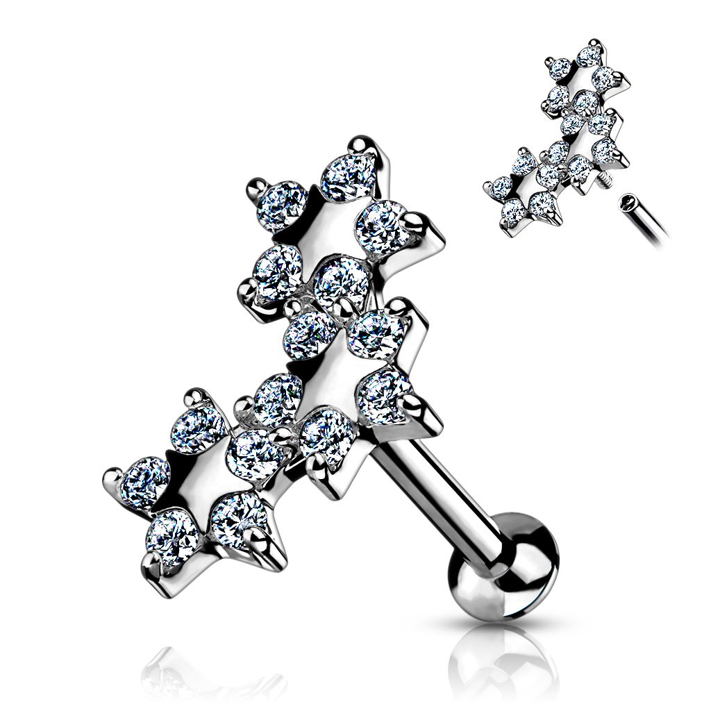 Internally Threaded Flat Back Crystal Star Stud