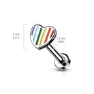 Cherry Diva Flat Back Stud 16 Gauge Internally Threaded Flat Back Rainbow Heart Stud