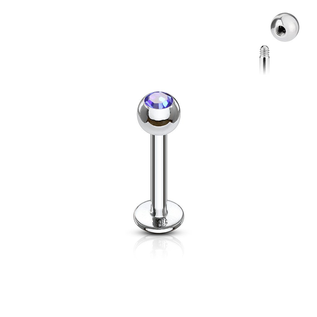 Cherry Diva Flat Back Stud Aqua 16 Gauge Surgical Steel Gemstone Flat Back Stud