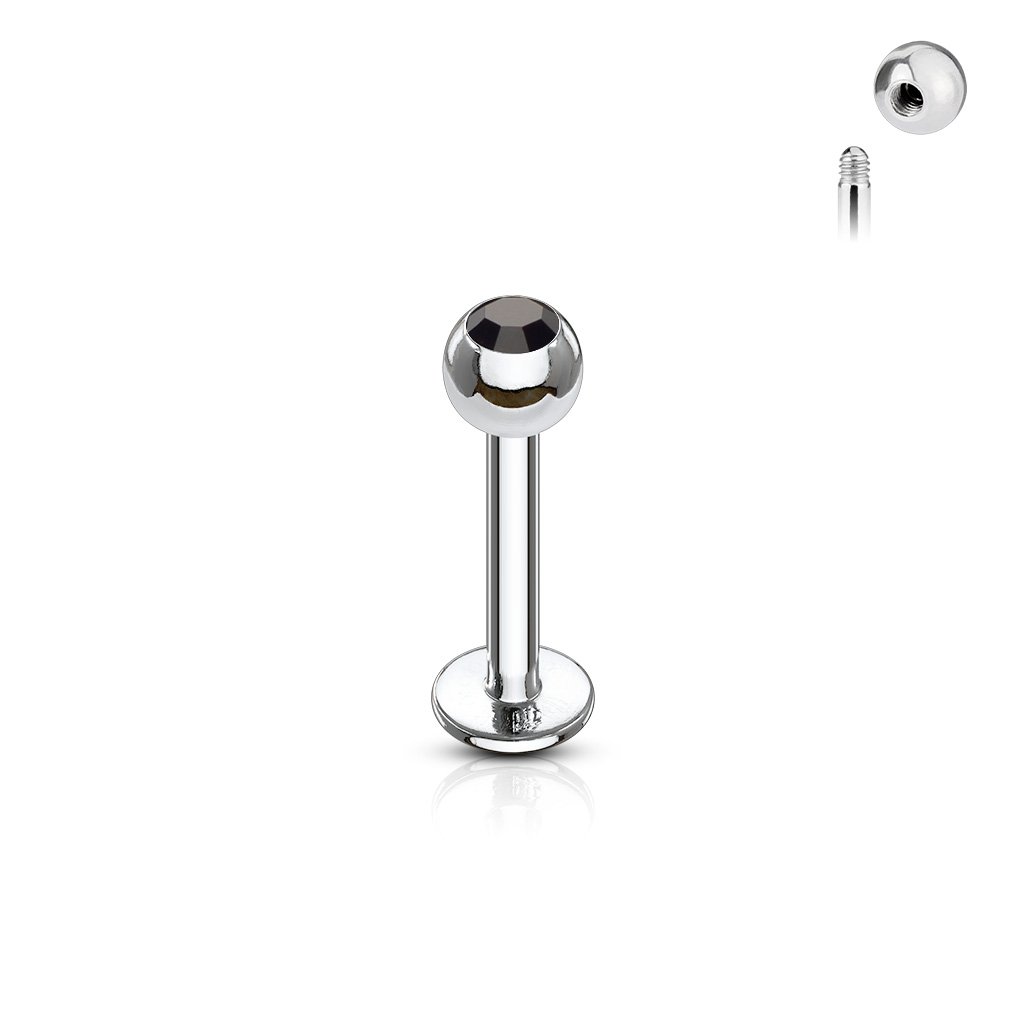 Cherry Diva Flat Back Stud Black 16 Gauge Surgical Steel Gemstone Flat Back Stud