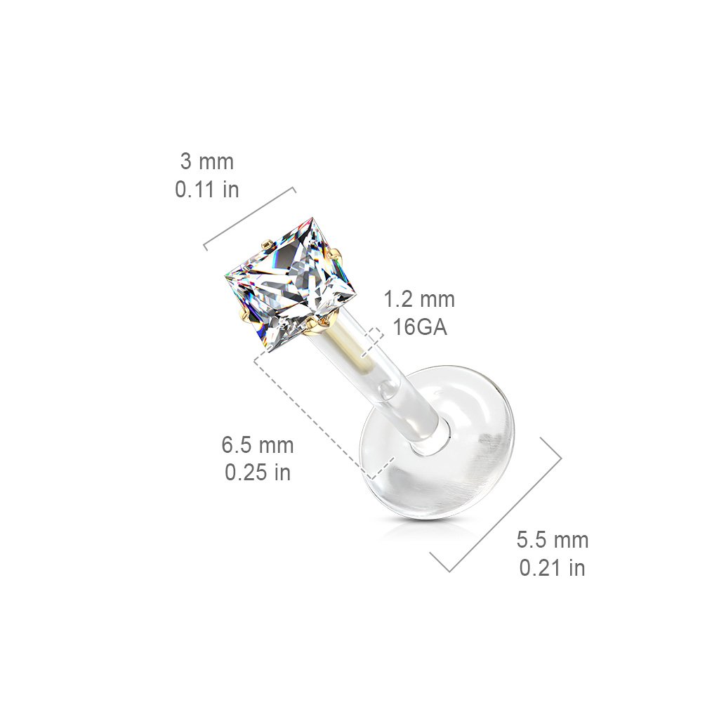 Prong Set Crystal Bioflex Stud for Labret, Cartilage, Monroe & More