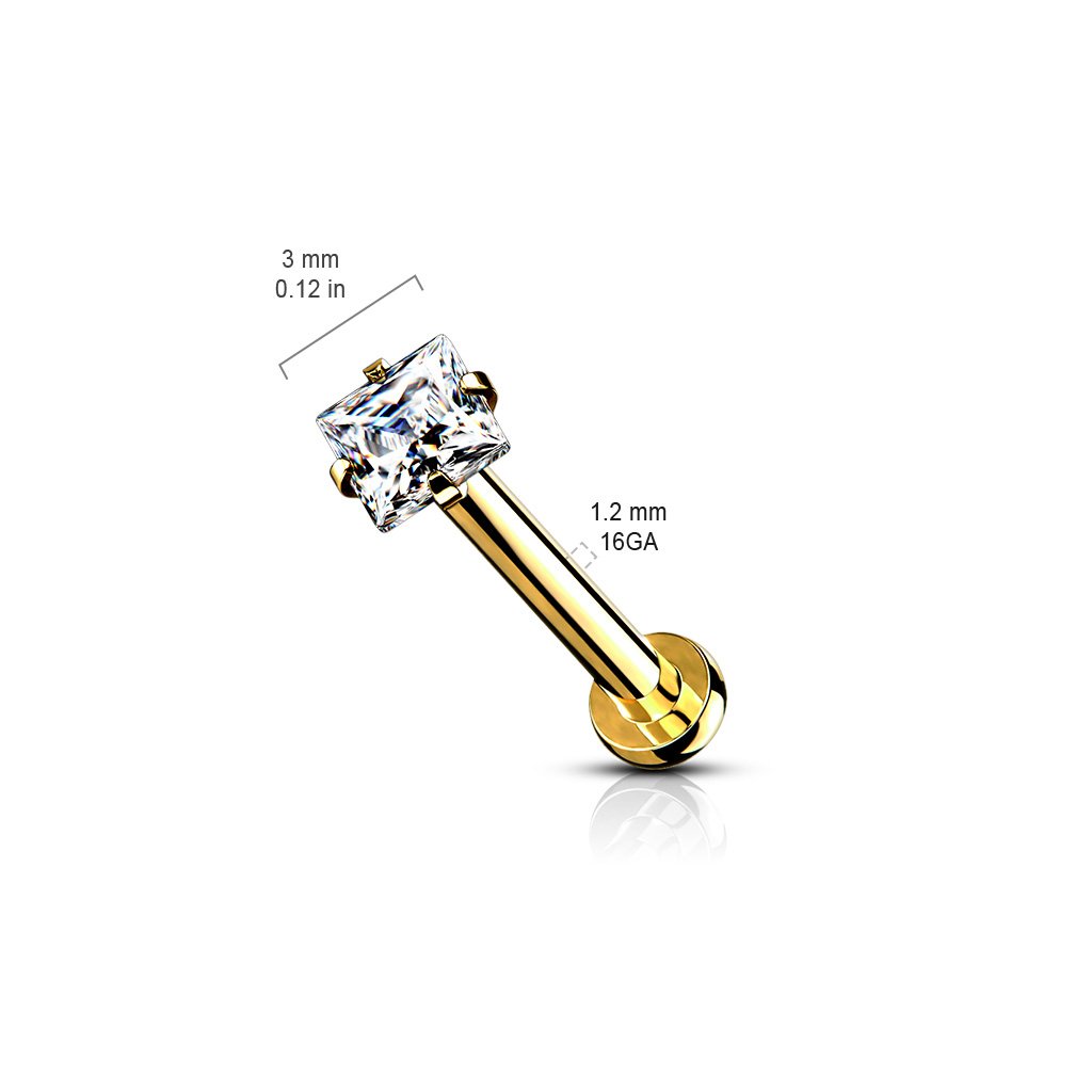 Cherry Diva Flat Back Stud 16 Gauge Crystal Square Internally Threaded Flat Back Stud