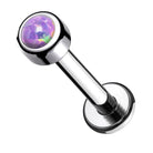 Cherry Diva Flat Back Stud Purple Opal 16 Gauge Opal Topped Titanium Internally Threaded Stud