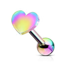 Cherry Diva Stud Rainbow 16 Gauge Flat Heart Top Cartilage Stud