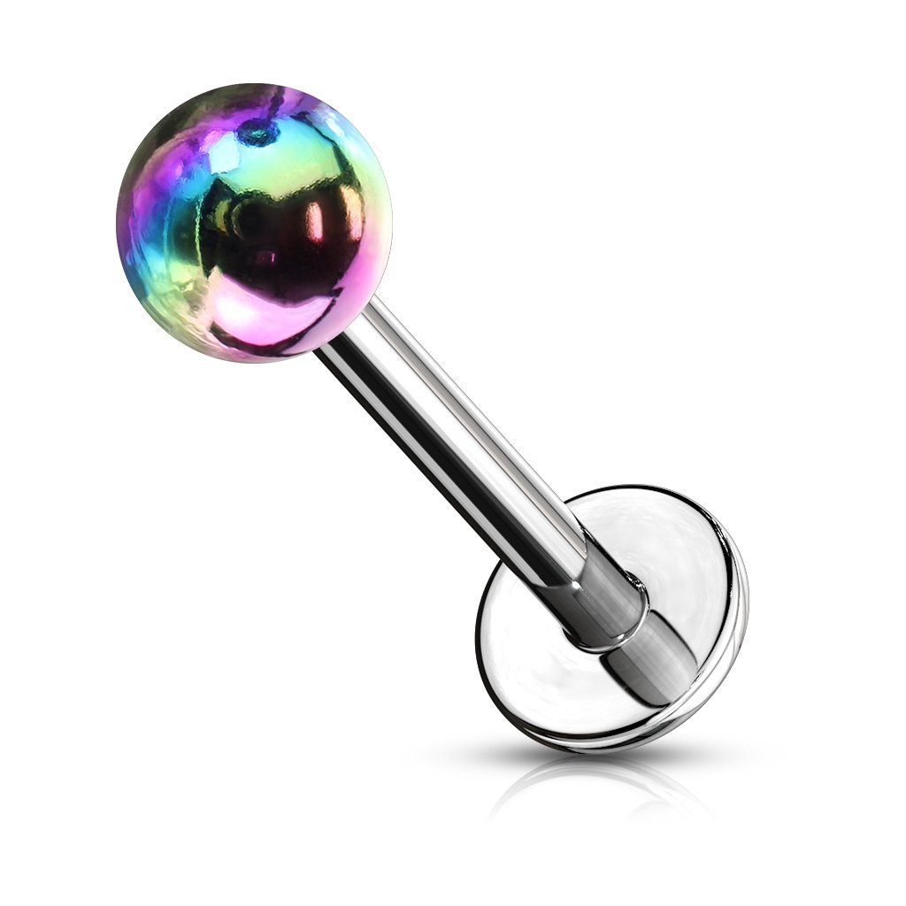 Cherry Diva Flat Back Stud Rainbow 16 Gauge Metallic Flat Back Labret / Cartilage Stud