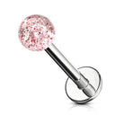 Cherry Diva Flat Back Stud RED 16 Gauge Glitter Ball Flat Back Cartilage / Labret Stud