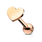 Cherry Diva Stud Rose Gold 16 Gauge Flat Heart Top Cartilage Stud