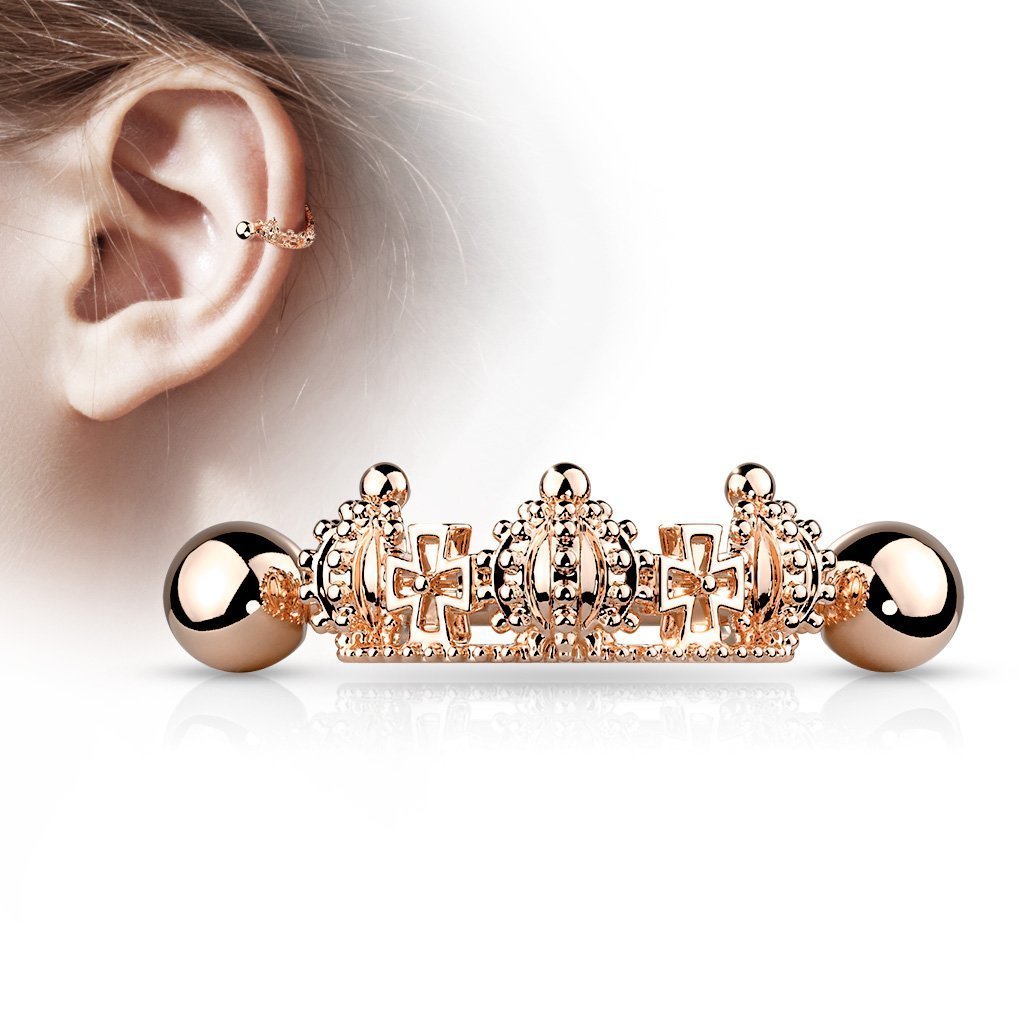 Cherry Diva Helix Cuff ROSE GOLD 16 Gauge Princess Crown Helix Cuff Barbell