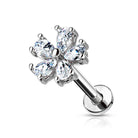 Cherry Diva Flat Back Stud Silver 16 Gauge Flat Back Internally Threaded 5 Petal Flower Stud