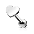 Cherry Diva Stud Silver 16 Gauge Flat Heart Top Cartilage Stud