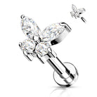 Cherry Diva Flat Back Stud 6MM - CLEAR CRYSTAL 16 Gauge Internally Threaded Flat Back Crystal Butterfly Stud