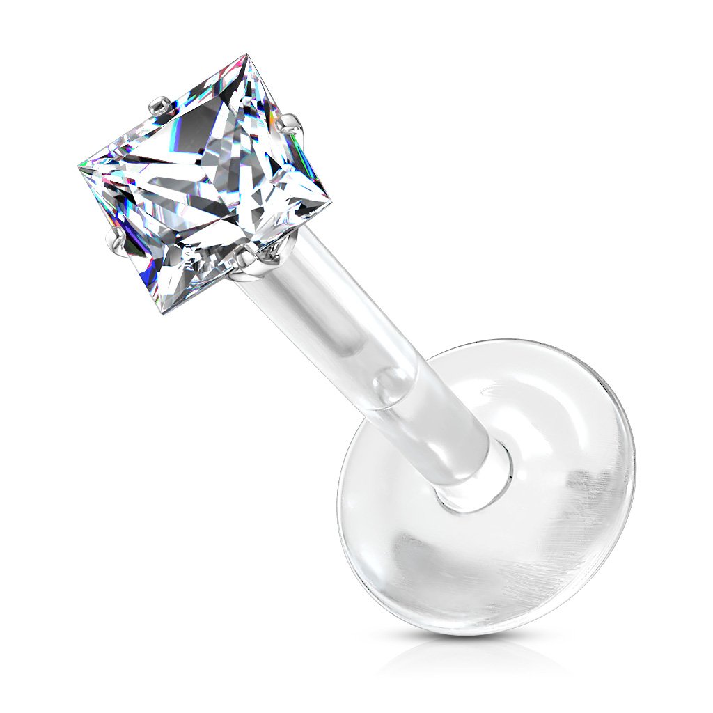Prong Set Crystal Bioflex Stud for Labret, Cartilage, Monroe & More