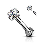 Cherry Diva Flat Back Stud SILVER 16 Gauge Crystal Square Internally Threaded Flat Back Stud