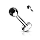 Cherry Diva Flat Back Stud TANZANITE 18 Gauge Internally Threaded Crystal Flat Back Labret / Cartilage Stud